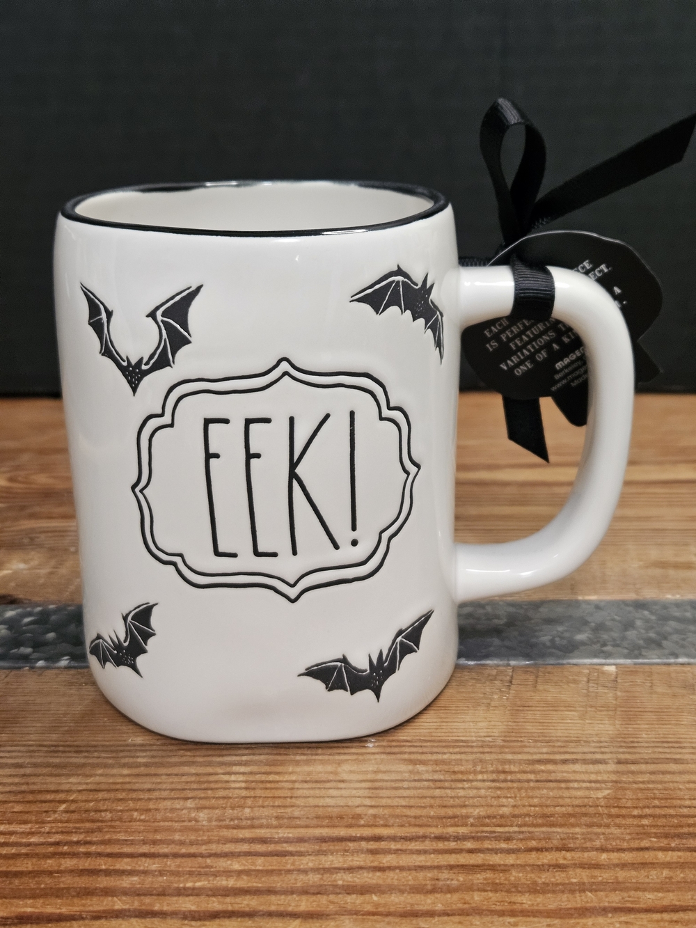 Rae Dunn EEK! Halloween Ceramic Mug - White and Black
